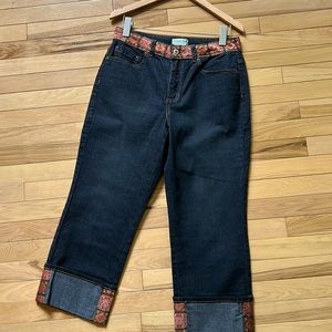 Coldwater Creek Size 10 Cropped Wide-Cuff Jeans 90% Cotton 9% Poly 1% Spandex